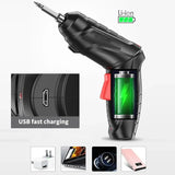 Electric Screwdriver with LED for Home Office DIY Tools Cordless 47 in 1 Rotated 90 Degrees Rechargeable Portable Screwdriver