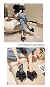 Fashion Women Slippers Women Pointed Toe Bowtie Slippers Woman Slip-on Summer Ladies Shoes Sandals