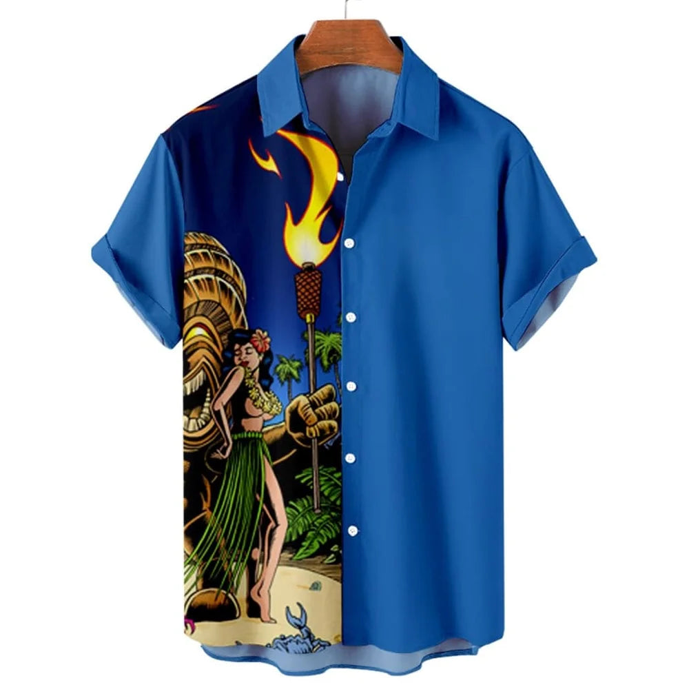 Summer Shirt Hawaiian Shirts For Men Beach Vacation Short Sleeve Tops Casual Men's Blouse Fashion Camisas De Hombre Clothing XL