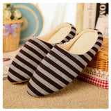 Women House Shoes 2024 Soft Striped Indoor Mute Cotton Slippers Non-Slip Slippers Warm Plush Unisex Comfort Home Floor Slipper