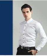 6xl New Spring and summer  elastic force non-iron men's long-sleeved business casual shirt solid color mercerized vertical shirt