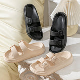 Thick Platform Cloud Slippers Women Double Buckle Soft Sole Pillow Slides Sandals Woman Summer Beach Non-Slip Flip Flops