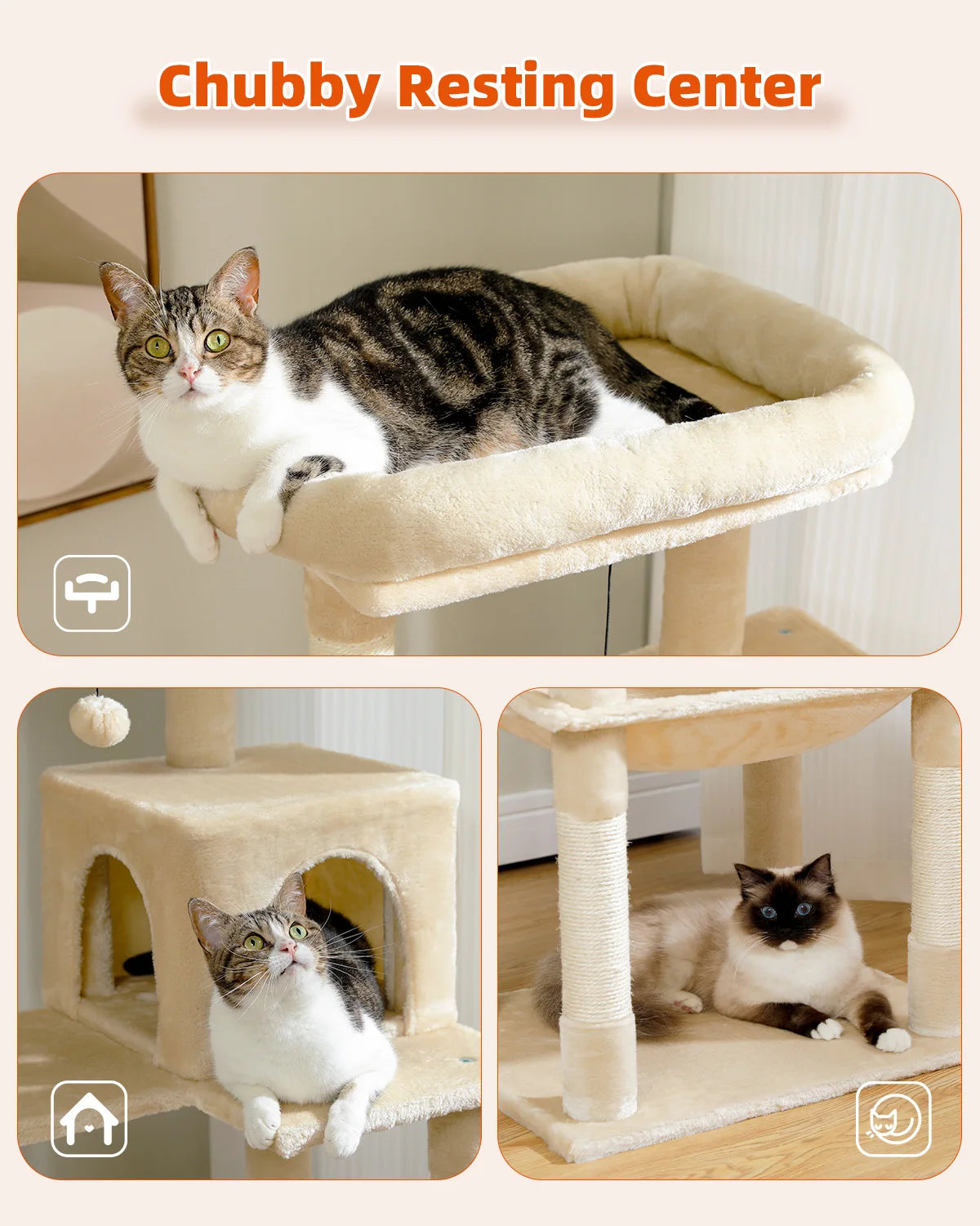 Multi-Level Cat Tree with Scratching Post Luxury Cat Tower with Condo House Cat Scratcher for Indoor Cat Accessories Pet Cat Toy