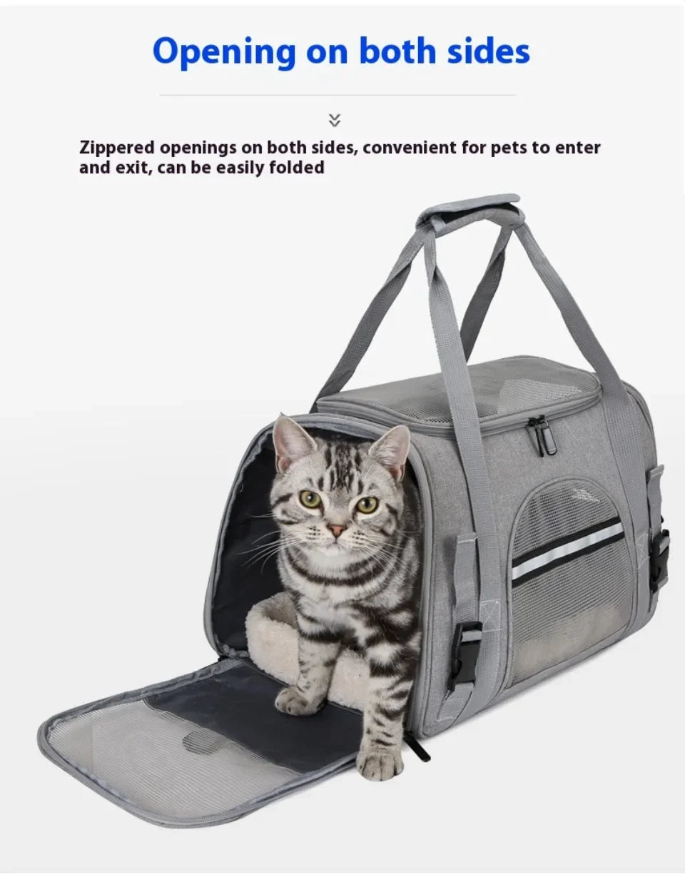 Travel Bag for Dog Cat Softl Pet Carriers Portable Breathable Foldable Bag Pets Transport Handbag with Locking Safety Zippers