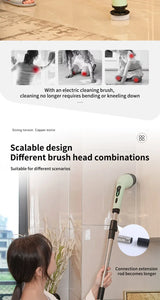 9-in-1 Electric Cleaning Brush Electric Spin Cleaning Scrubber Electric Cleaning Tools Parlour Kitchen Bathroom Cleaning Gadgets