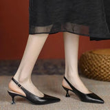 2024 New Women's Sandals Pointed Toe Slingbacks Pumps Wedding Shoes Low Heels Dress Shoes Slip on Black Women Shoes