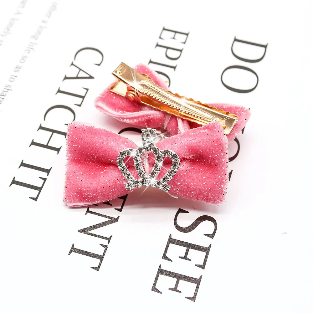 10PCS Glitter Dogs Bow Hairpin Puppy Crown Bow Clips for Dog Queen Cat Dog Hair Clip Dog Hair Accessories Pet Supplies