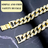 Luxury Design Cuban Chain Dog Collar with Quick Buckle for Small Medium Large Dogs Cats 15MM Gold Chain Pet Necklace Jewelry