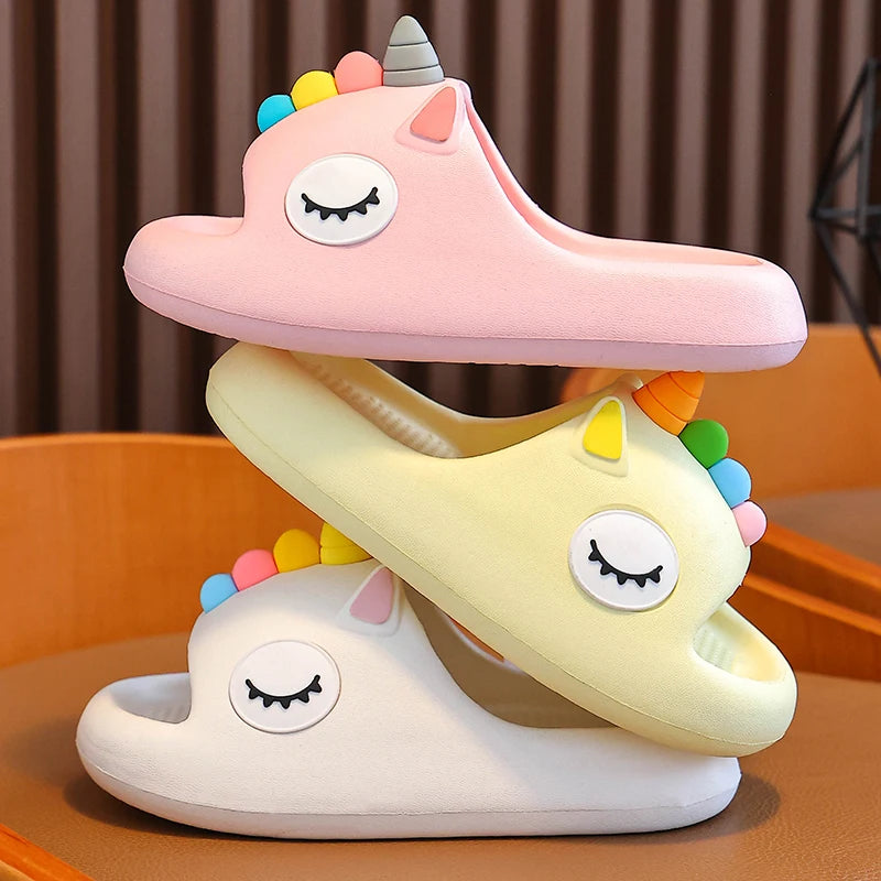 New Summer Pretty Cute Cartoon Foal Slippers Children's Non-Slip Soft Sole Sandals Boys Girls Home Slides Scuff For Kids Shoes