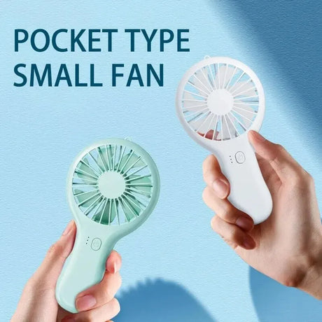 Creative Mini Handheld Small Fan USB Charging Portable 3 Speed High Wind Desktop Office Travel Pocket Fan Student Quiet Chroma