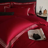 3 Line Embroidery Duvet Cover and 2Pillow Shams Set with Zipper Closure 100%Cotton 600 TC Premium Quality Ultra Soft Bedding set