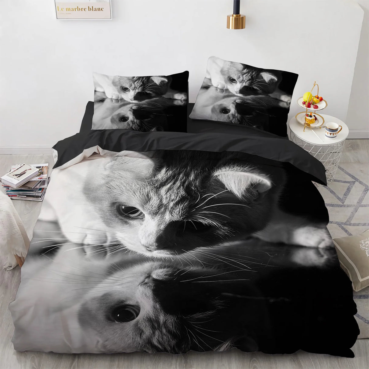 3D Cat Bedding Set Luxury Animal Duvet Cover with Pillowcase Queen King Single Double Size for Girls Boy Polyester Quilt Cover