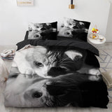 3D Cat Bedding Set Luxury Animal Duvet Cover with Pillowcase Queen King Single Double Size for Girls Boy Polyester Quilt Cover