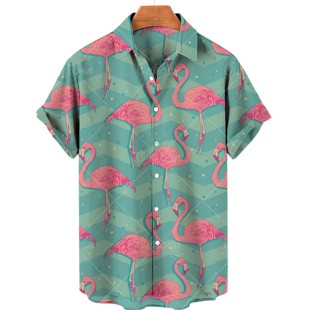 Duck 3d Print Shirts Men Fashion Hawaiian Shirt Short Sleeve Casual Beach Shirts Boys Single-Breasted Blouse Men's Clothing