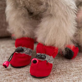 4pcs Antiskid Puppy Shoes Pet Protection Soft-soled Pet Dog Shoes Winter Prewalkers Soft Supplies Pet Paw Care