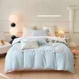 100% Cotton Bed Linen 4 Pcs Embroidered Comforter Bedding Set Couple Duvet Quilt Cover Double Sheets Set and Pillow Case Luxury