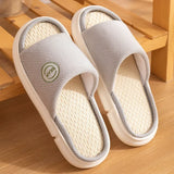 Couples Home Cotton Linen Slippers Women Indoor Bedroom Soft Slides Comfortable Men House Shoes Non-slip Breathable Flats