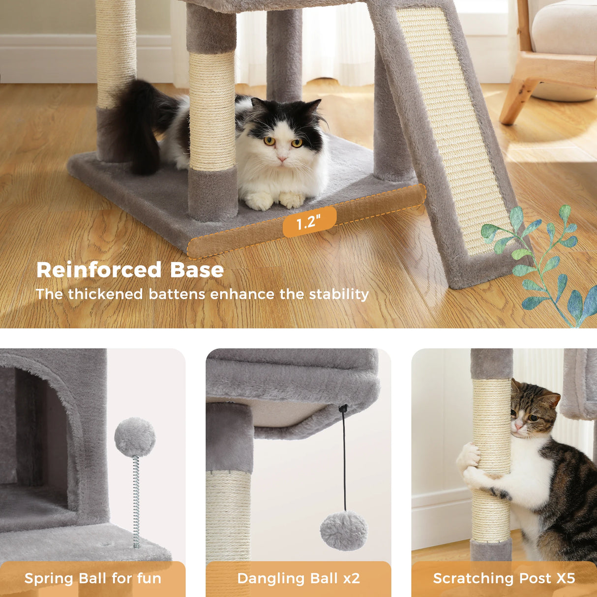 Domestic Delivery Big Cat Tree Tower Condo Furniture Scratch Post Cat Jumping Toy with Ladder for Kittens Pet House Play