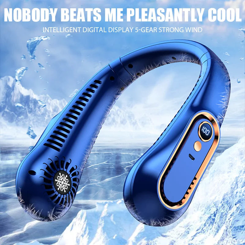 Hanging Neck Fan Digital Display Power Ventilador Bladeless Neckband Fan Portable Mini Air Cooler USB Rechargeable Electric Fans