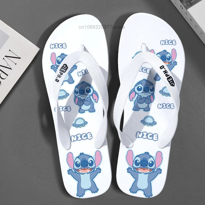 Disney Stitch Summer New Flip Flop Slippers for Men and Women, Y2k Cute Cartoon Trendy Beach Shoes Non slip Casual Home Shoes