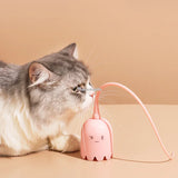 Interactive Cat Toys USB Electric Intelligent Rolling Ball Toy Cats Pet Silicone Automatic Rotate Mouse Tail Kitten Teaser Stick