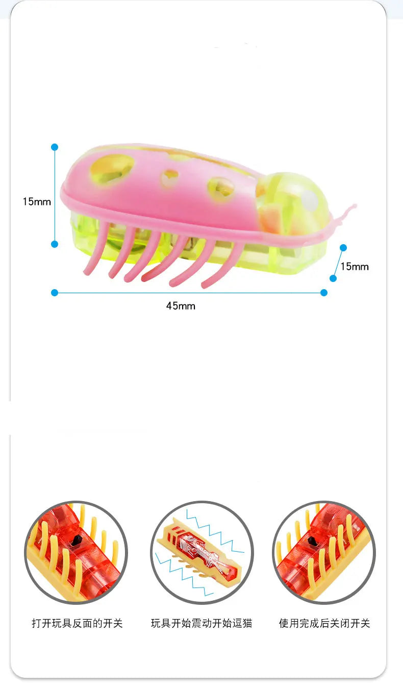 2PCS Pet Interactive Electric Bug Mice Cat Toy Electric Toothbrush Worm Micro-nano Worm Obstacle Automatic Flip Pet Cat Supply