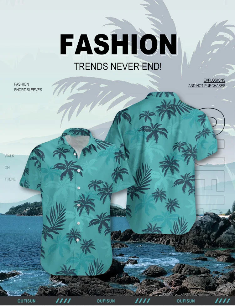 2025 Summer Animal Crane Men Hawaiian Shirt 3d Plant Shirt For Men Flower Print Plus Size Hawaiian Shirts Beach Flower Shirt 5xl