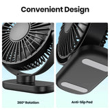 TOPK K60C 5000mAh Portable Mini Fan,Standing Fans for Room,LED Display 360°Rotation Quiet Personal Desk Electric Fan for Campin