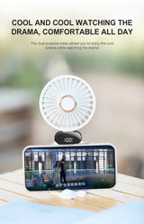 USB Handheld Mini Fan Foldable Portable Neck Hanging Fans 5 Speed USB Rechargeable Fan with Phone Stand and Display Screen