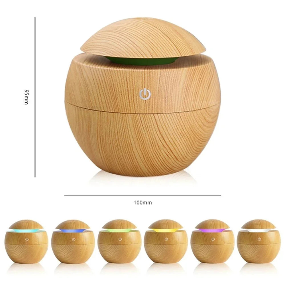 Humidifier Electric Air Aroma Diffuser Wood Ultrasonic Air Humidifier Essential Oil Aromatherapy Cool Mist Maker for Bedroom