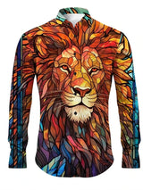 Tiger Print Long Sleeve Shirt For Men Clothing 3D Lion Pattern Spring Autumn Long Sleeve Tops Street Casual Fashion Long Sleeved