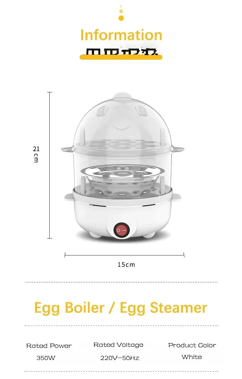 Multifunctional Egg Boiler Electric Egg Steamer Cooking Breakfast Machine Double Layers Egg Cooker Mini Steamer Poacher Kitchen