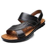 Summer Men's Leather Sandals Outdoor Non-slip Men's Beach Sandals Handmade Leather Men's Shoes Fashion Men Flip-flops