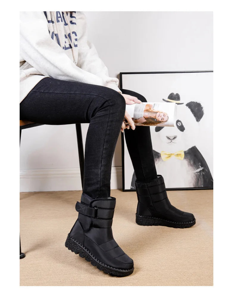 Waterproof Winter Boots for Women 2023 New Faux Fur Long Plush Snow Boots Woman Platform Shoes Warm Cotton Couples Ankle Boots