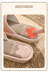 Couples Home Cotton Linen Slippers Women Indoor Bedroom Soft Slides Comfortable Men House Shoes Non-slip Breathable Flats