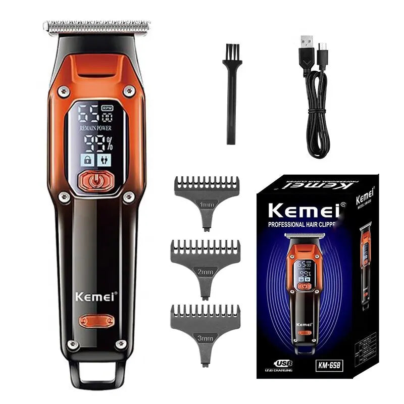 Kemei Hair Trimmer Hair Clipper Professional Barber Trimmer Electric Shaver Hair Cutting Machine Rechargeable Trimmer Men KM-658