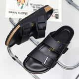 Men Leather Summer Sandals 2023 Male Women Birke Slippers Clogs Slippers Classic Buckle Cork Slides Slippers for Men Slippers