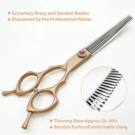 7" Professional Dog Grooming Scissors Set，Straight Scissors & Curved Thinning Shears & Curved Scissors&Curved Chunkers Shears