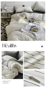 Simple Style Bed Linen Set Skin-friendly Bedsheet Set Pillowcase 이불세트 Brushed Bedclothes Single/Full/Queen/King Size Bedding Set