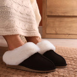 Shevalues New Plush Fur Slippers Home Women Winter Fluffy Faux Fur Collar House Slippers Furry Memory Foam Slides Indoor Outdoor