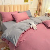 Cream Style Solid Colours Pink Yellow Bedding Set Twin Full Queen King Size Bed Linen Girls Adults  Bed Flat Sheet Pillowcase