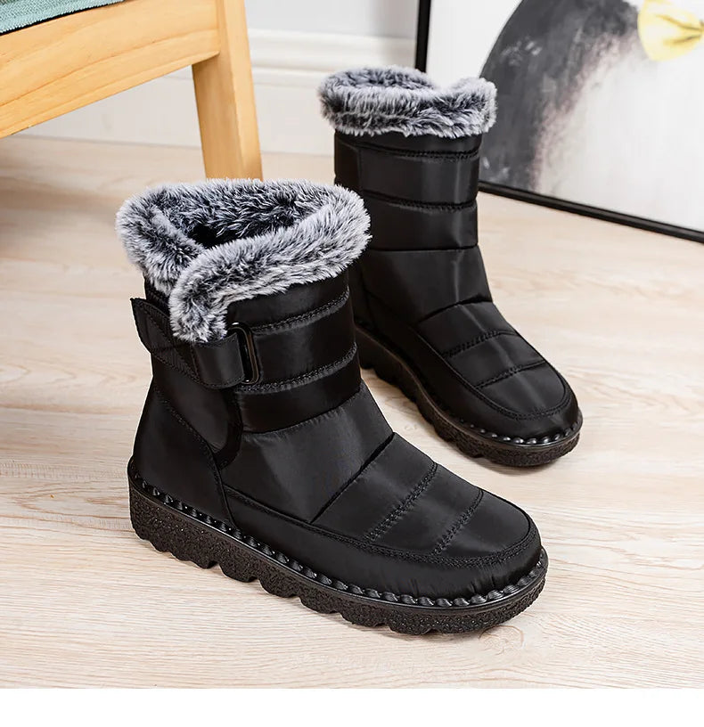 Waterproof Winter for 2023 New Faux Fur Long Platform Snow Warm Cotton Couples Shoes Plush Woman Ankle Boots