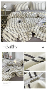 Simple Style Bed Linen Set Skin-friendly Bedsheet Set Pillowcase 이불세트 Brushed Bedclothes Single/Full/Queen/King Size Bedding Set