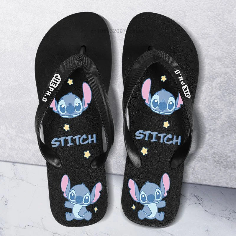 Disney Stitch Summer New Flip Flop Slippers for Men and Women, Y2k Cute Cartoon Trendy Beach Shoes Non slip Casual Home Shoes