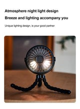 Multi Functional Handheld Mini Octopus Fan Portable USB Charging Home Outdoor Stroller With Night Light Function Small Fan