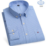 100% Pure Cotton Oxford Shirts for Men Long Sleeve  Plaid Shirt Striped Male BusinessTartan  Red Shirt Mans Designer Clothes