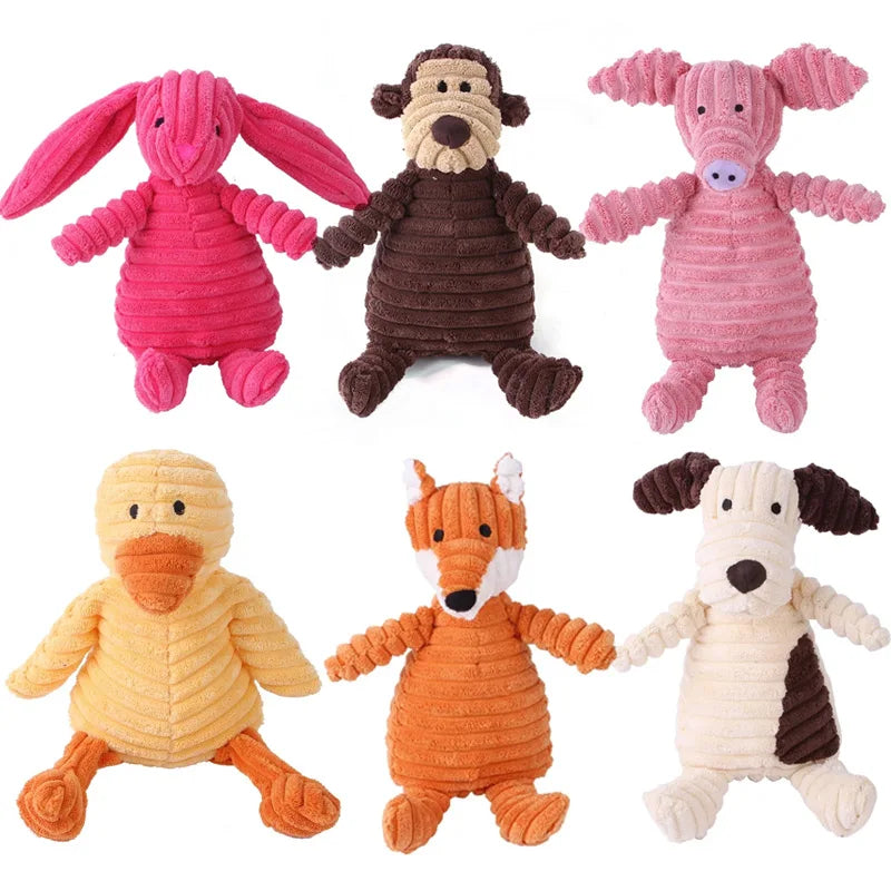 Corduroy Sounding Plush Toys Animal Plush Dog Squeaky Toy Puppy Chew Toys Bite Resistant Pet Toy for Dogs Squeaker