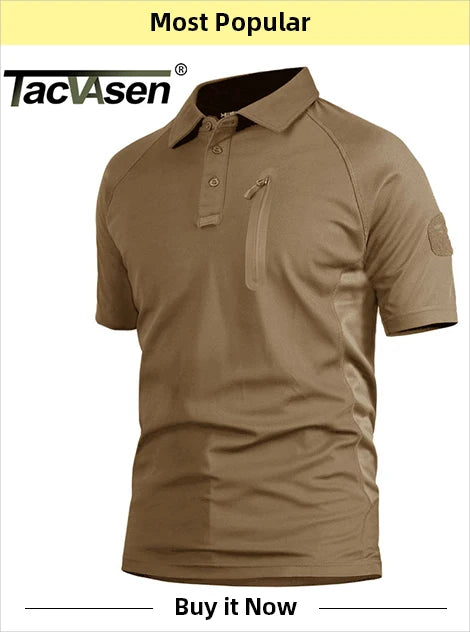 TACVASEN With 2 Chest Zipper Pockets Cargo Shirt Men's Quick Drying Skin Protective Long Sleeve Work Shirt Male Tops Outdoor