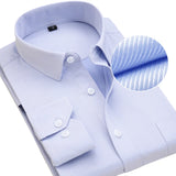 8XL Plus Size Men's Top Quality Dress Shirts Long Sleeve Slim Fit Solid Striped Business Formal White Shirt Male Social Clothing