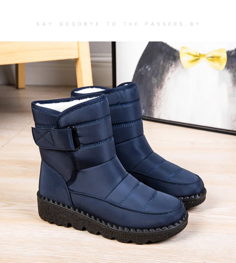 Waterproof Winter Boots for Women 2023 New Faux Fur Long Plush Snow Boots Woman Platform Shoes Warm Cotton Couples Ankle Boots